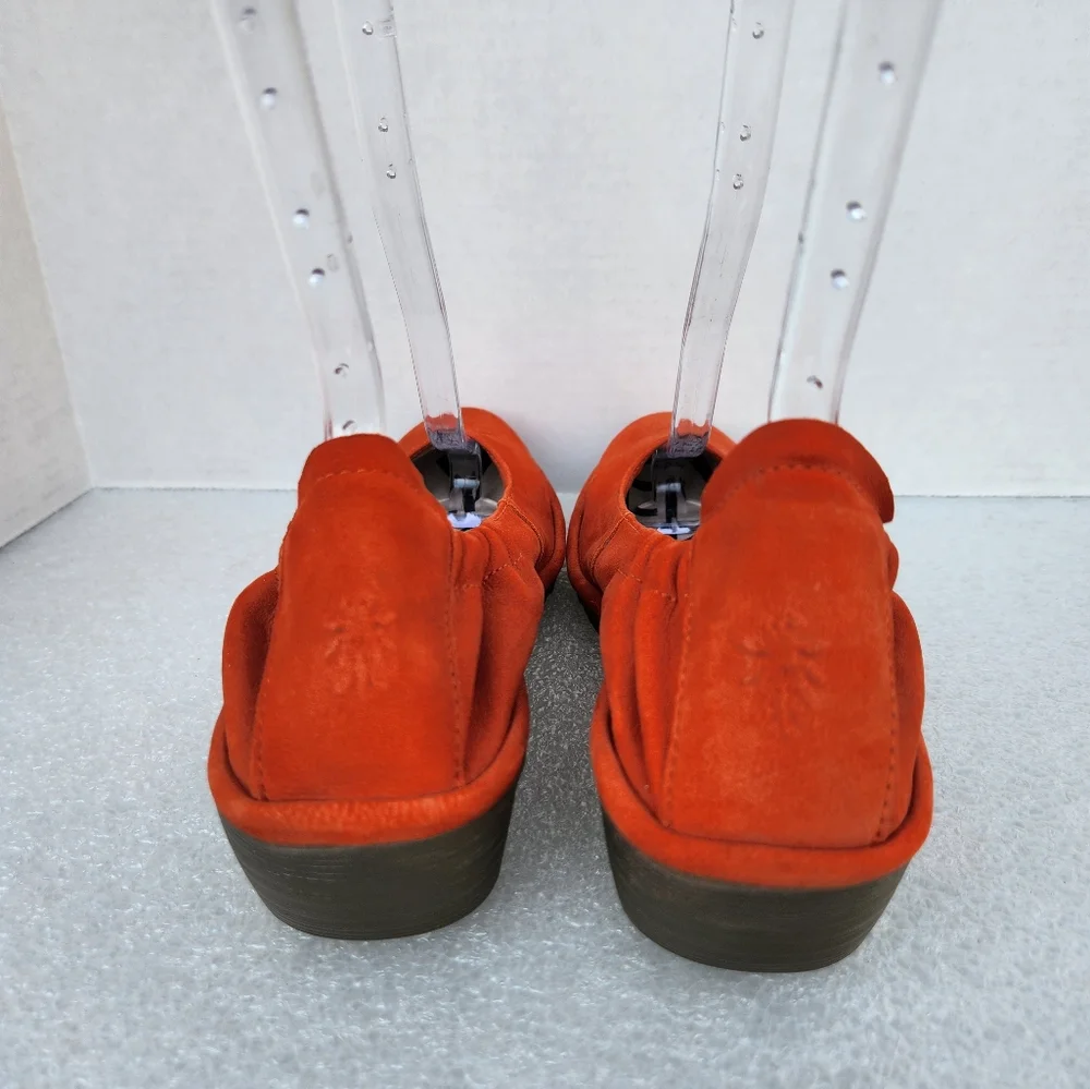 Fly London Pled Size 41 Wedge Shoes Orange Leather